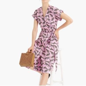 J Crew Ratti Cheetah Purple Wrap Dress. Size 8. NWT